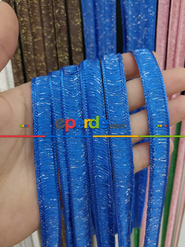 Mavi Rengi İp Perde İpek Duble Serisi- Mavi-gümüş