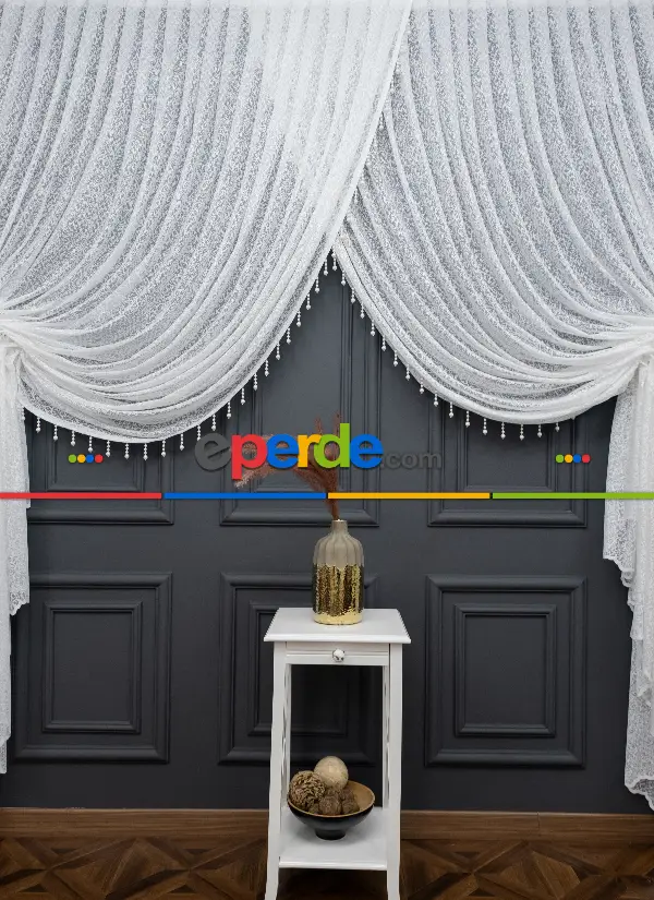 Taç İlisyon Kruvaze Model Tasarım Beyaz Tül Perde