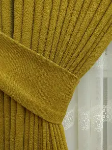 Hardal Rengi Düz Sade Fon Perde Dökümlü ( Dökümlü Fon )- Hardal Sarısı