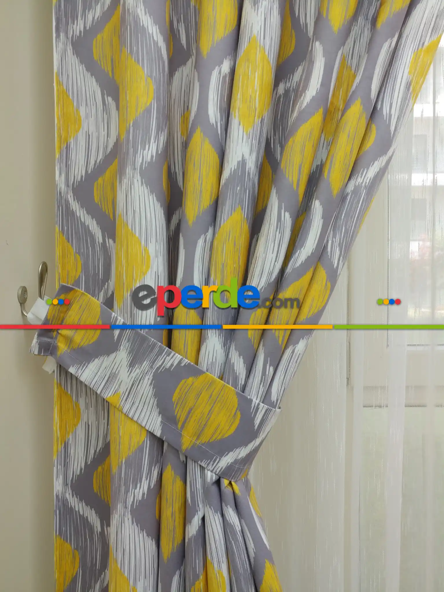 İkat Desenli Fon Perde- Kumaşı Kalındır Duck Bezi Değildir- Gri-Füme-Antrasit-Sarı-Beyaz