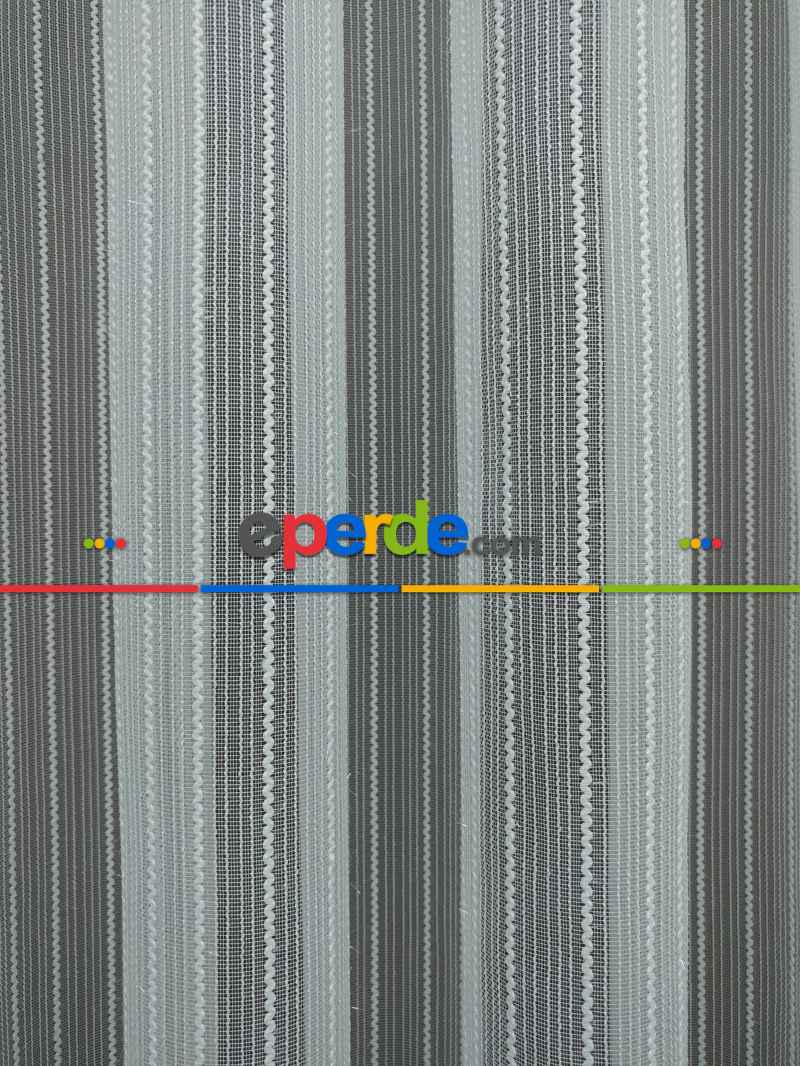 Boyuna Zincir Desenli Düz Tül Perde- Ekru - Kurşunlu Tül