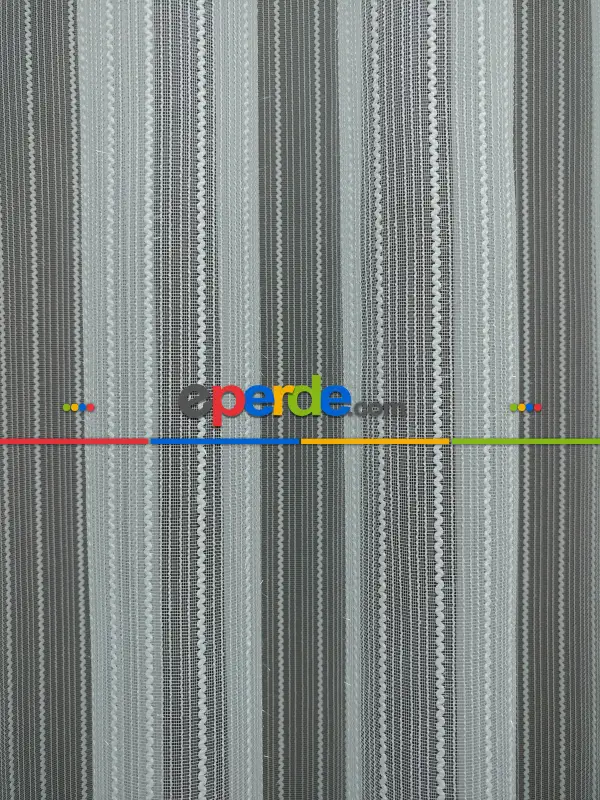 Salon Tül Perde - Boyuna Zincir Desenli Düz Tül Perde- Ekru