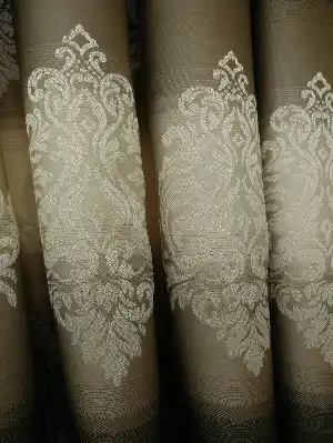 Renk Geçişli Jakar Desenli Salon Fon Perdesi -kahve Venge -sütlü Kahve - Bej ( Kendinden Saçaklı)- Bej-kahve Venge-sütlü Kahve