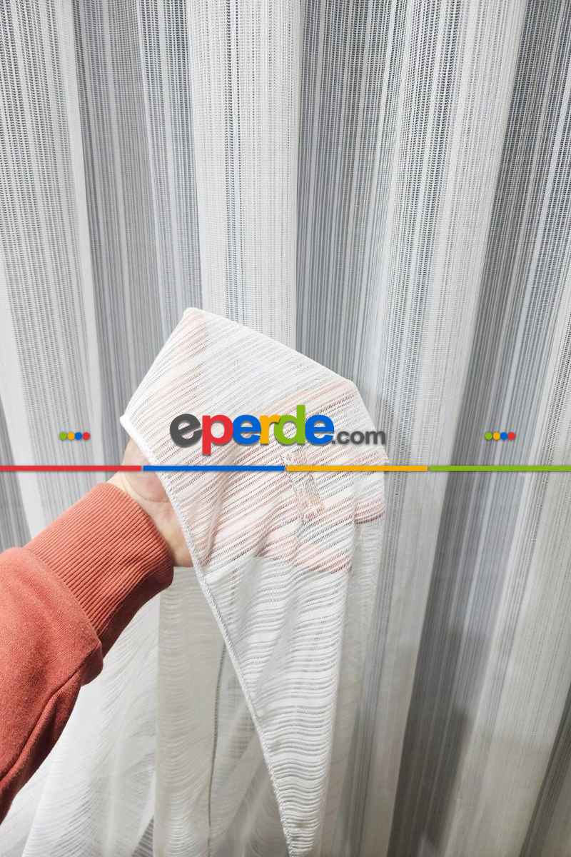 Brillant Örme Çizgili Yeni Tasarım Renk Desen Tül Perde