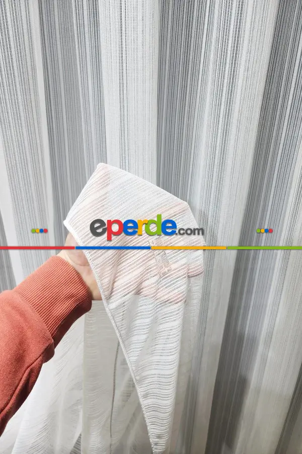 Brillant Örme Çizgili Yeni Tasarım Renk Desen Tül Perde