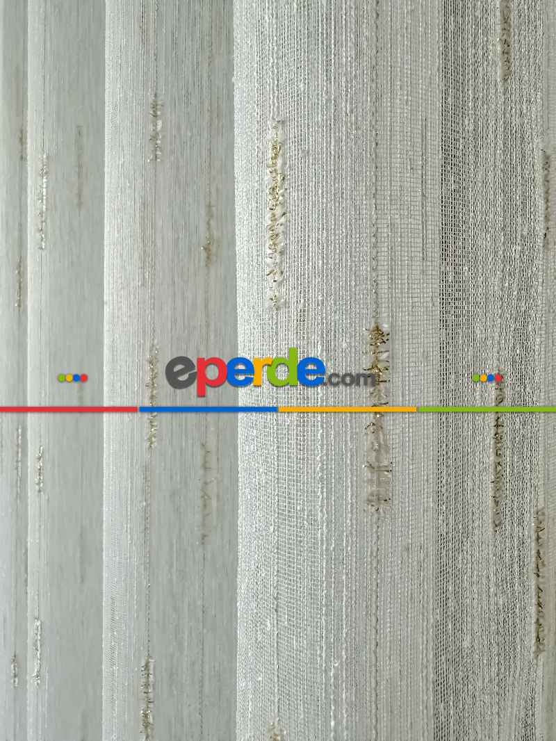 Sakallı Şantuk Tül Perde - Krem Altın - Ürün Videosu Açıklamada Vardır