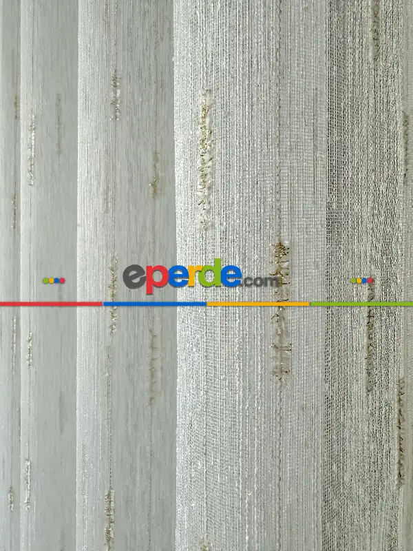 Salon Sakallı Şantuk Tül Perde - Krem Altın - Ürün Videosu Açıklamada Vardır