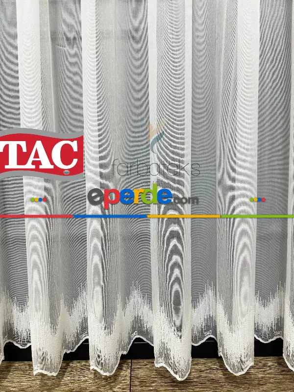 Taç Etek Zigzag Uçlu Ütü İstemez Alt İşlemeli Model Tül Perde