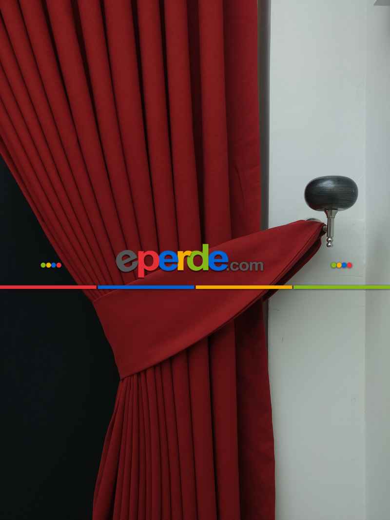 Düz Renk Dökümlü Fon Perde (180)- Kırmızı