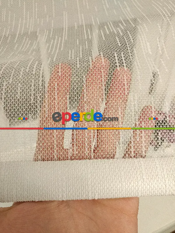 Çiftli Sistem Tül Stor Beyaz Örme Tül- Beyaz