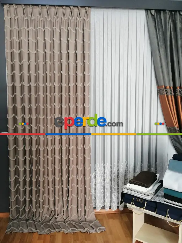 Yatak Odası - Sultan Desenli Keten Fon Perde - Antrasit