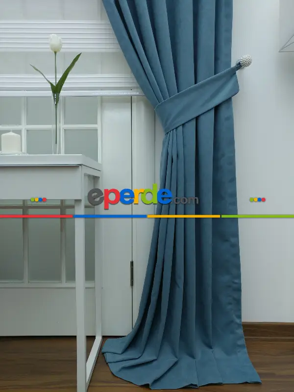 Mavi - Düz Fon Perde (180)- Mavi