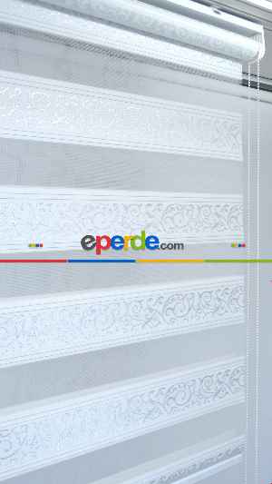 Salon Zebra Perde - Jakarlı Zebra Perde Bdz-18- Beyaz