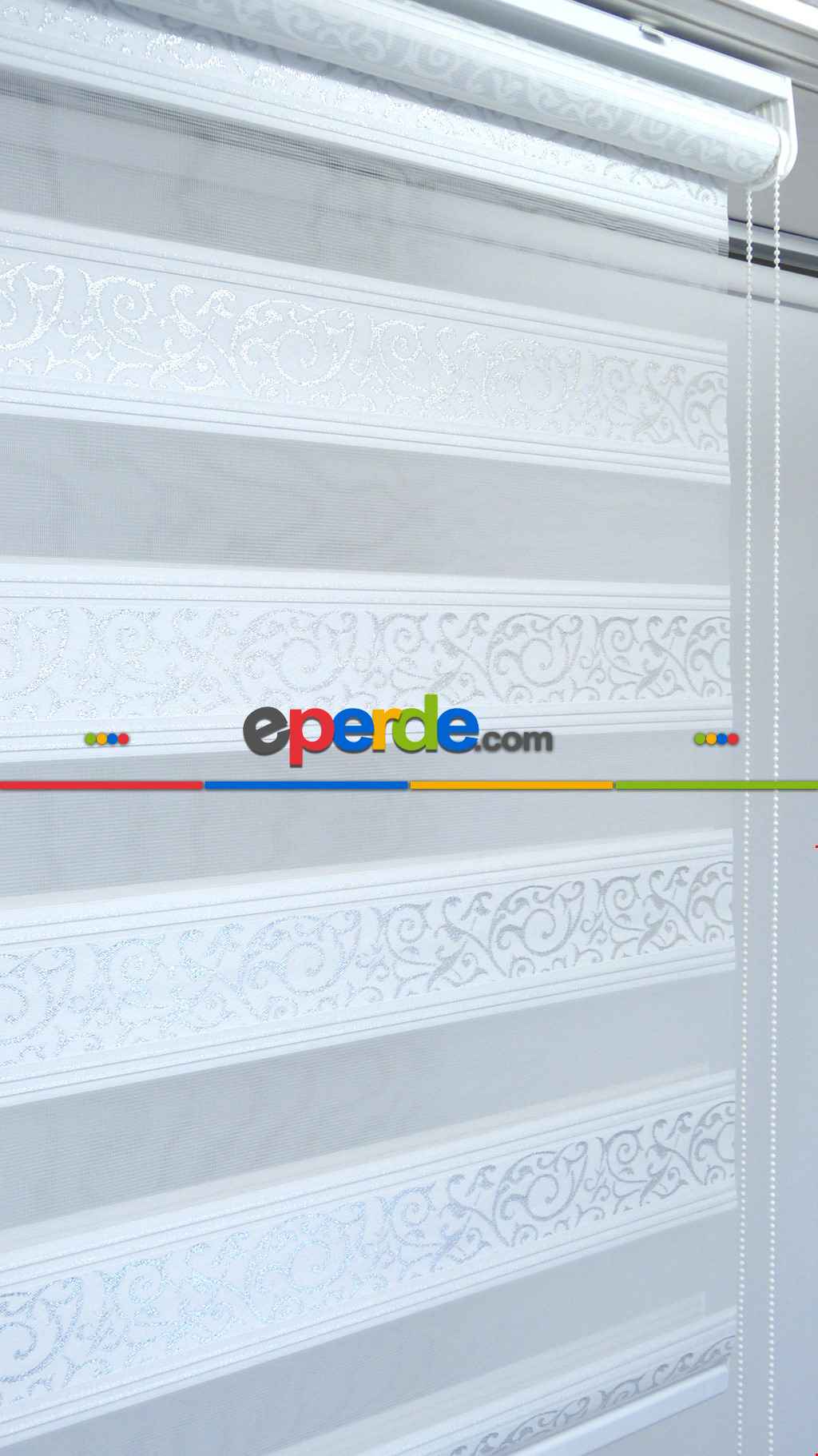 Salon Zebra Perde - Jakarlı Zebra Perde Bdz-18- Beyaz