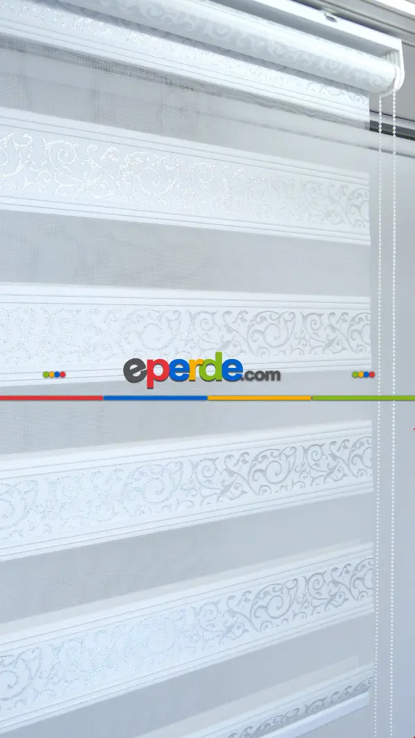 Salon Zebra Perde - Jakarlı Zebra Perde Bdz-18- Beyaz