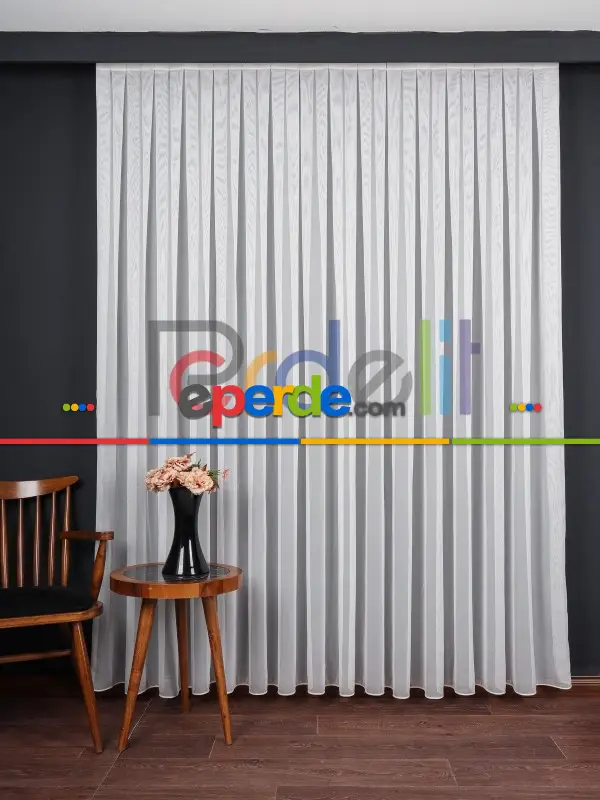 Her Eve Uyum Sağlayan Klasik Ekru Düz Tül Perde