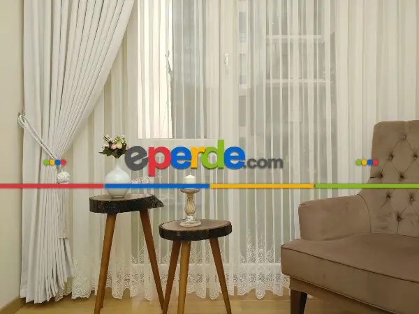 Yatak Odası - Açık Krem Düz Sade Fon Perde (  Dökümlü Fon )- Krem Açık