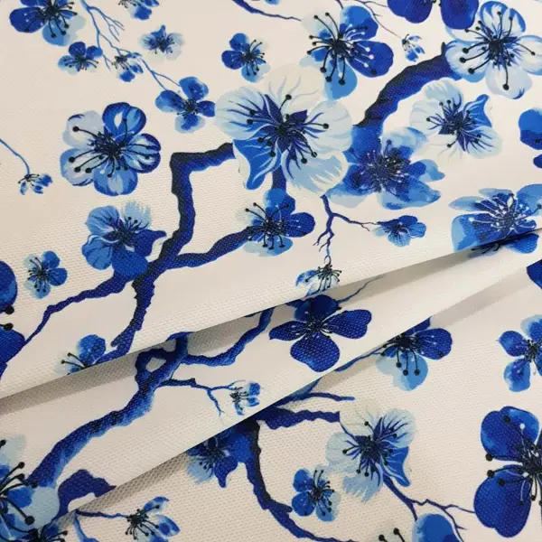 Yatak Odası - Çiçek Desenli Fon Perde Evm1515 Kumaşı Kalındır Duck Bezi Değildir- Mavi