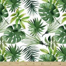 Tropikal Desenli Fon Perde K521 T - Kumaşı Kalındır Duck Bezi Değildir.- Yeşil-Beyaz-Çok Renkli