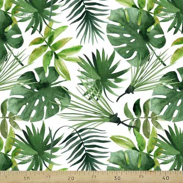 Tropikal Desenli Fon Perde K521 T - Kumaşı Kalındır Duck Bezi Değildir.- Yeşil-Beyaz-Çok Renkli