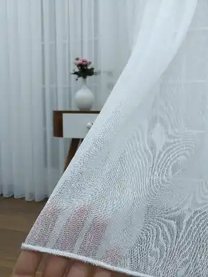 Perdeks Home Tül Perde 01 Lux Series- Ekru - Kurşunlu Tül