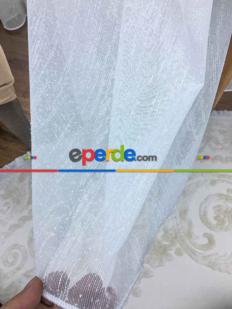 Mutfak - Ütü Gerektirmeyen Dertsiz Keten Şantuk Düz Tül Perde 2021- Ekru