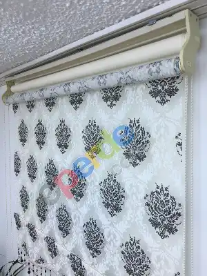 %40 Indirimli !!! Damask Desen Çiftli Sistem Stor Perde 658970024- Siyah