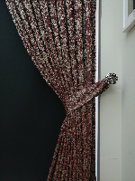 Bordo Krem Desenli Jakar Fon Perde - Bordo Bordo