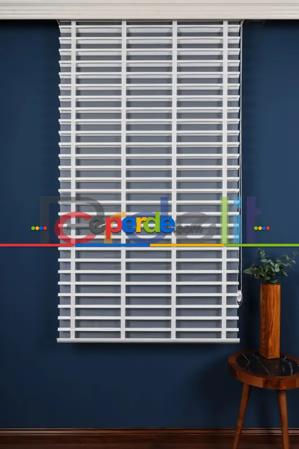 Beyaz 50mm Silüet Kumaş Jaluzi Perde