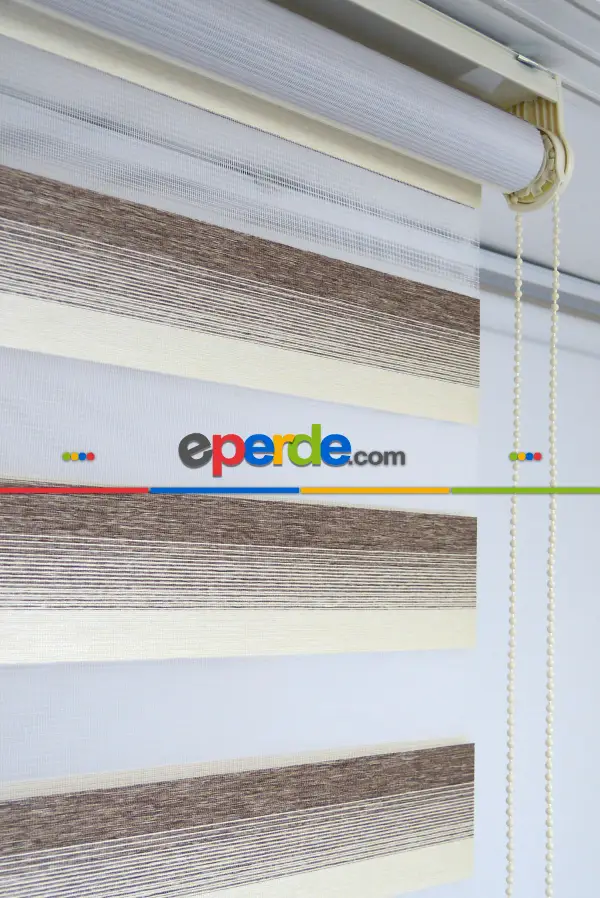 Krem-kahve Bambu Zebra Perde- Kahverengi-krem