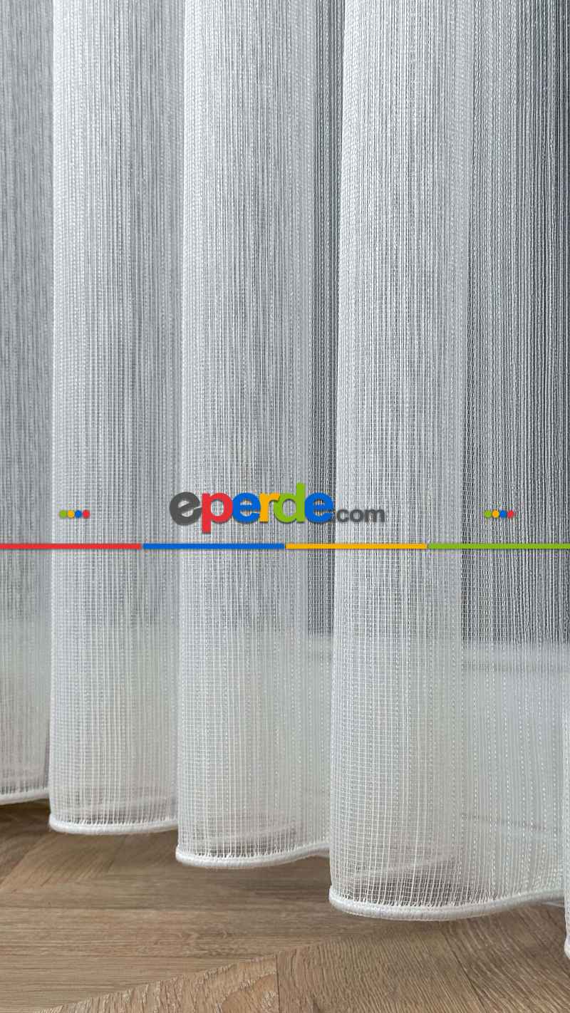 Vakko Simli Zincir Çizgili Tül Perde, Premium Seri Ağır Gramajlı