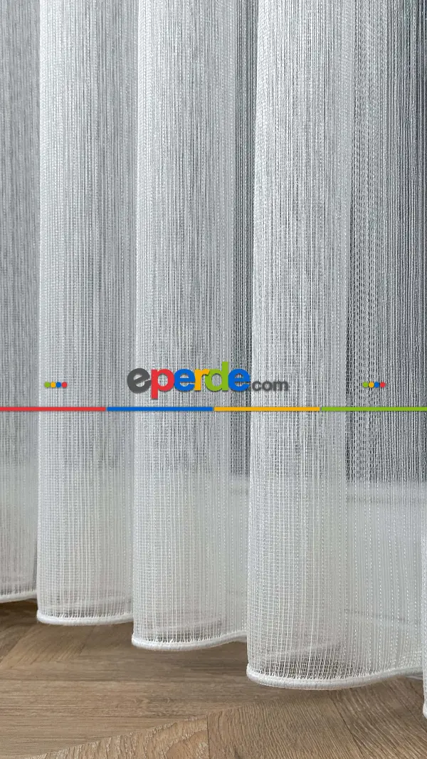 Vakko Simli Zincir Çizgili Tül Perde, Premium Seri Ağır Gramajlı