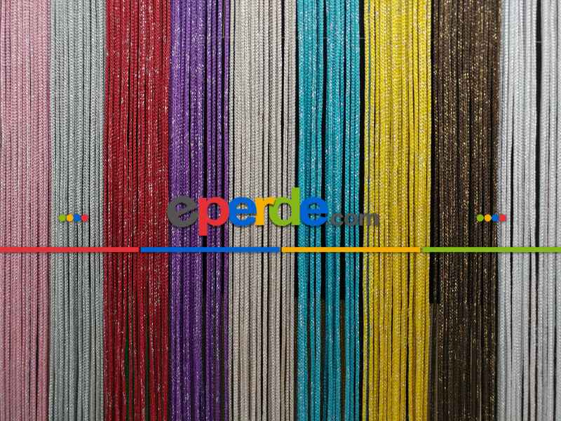 Mutfak İp Perde - Beyaz Rengi İp Perde Kalın Zincir Simli Serisi- Beyaz-gümüş