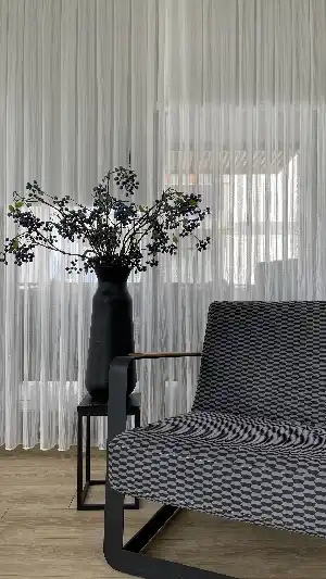 % 50 İndirimli Hazır Ölçü Düz Çizgili Tül - Ütü İstemez - Kurşunlu Tül