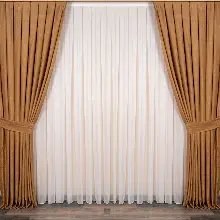 Oturma Odası - Soft Fon Perde Deve Tüyü Kumaş Kanat Yan Perde- Sarı