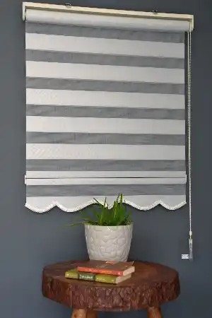 Halim Perdesan Bl-101 Açık Gri Renk Etekli Veya Eteksiz Karartma Zebra Stor Perde