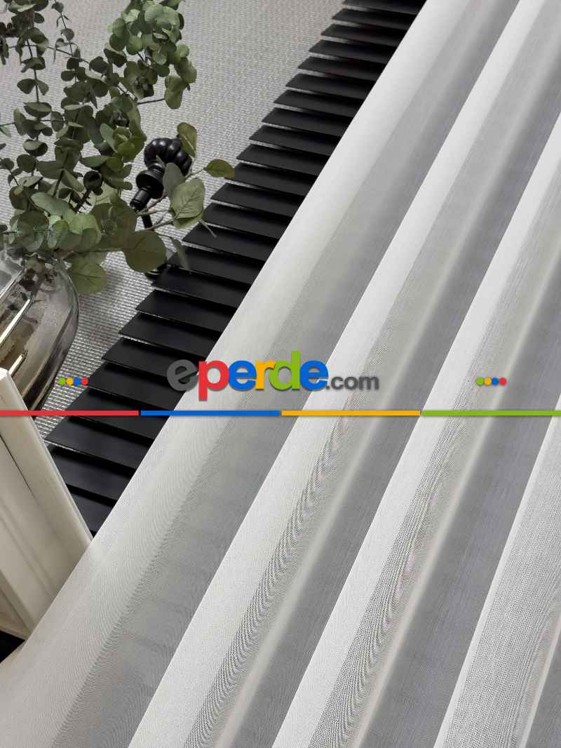 Sanal Çizgili Lüx Premıum Düz Tül Perde