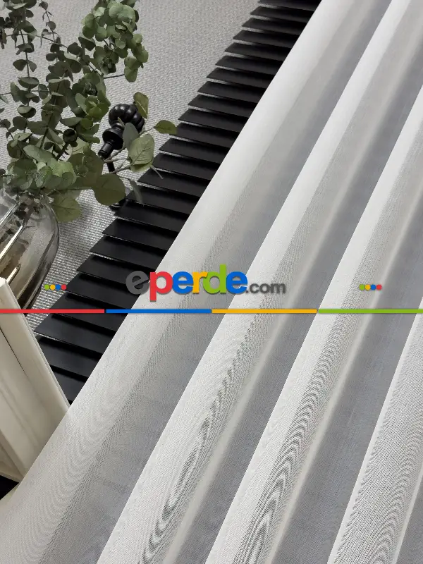 Sanal Çizgili Lüx Premıum Düz Tül Perde