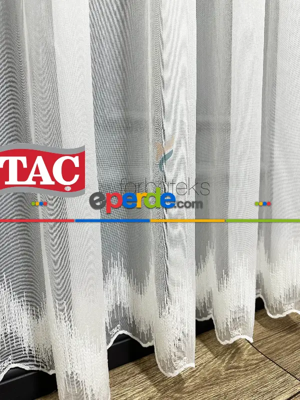 Taç Etek Zigzag Uçlu Ütü İstemez Alt İşlemeli Model Tül Perde