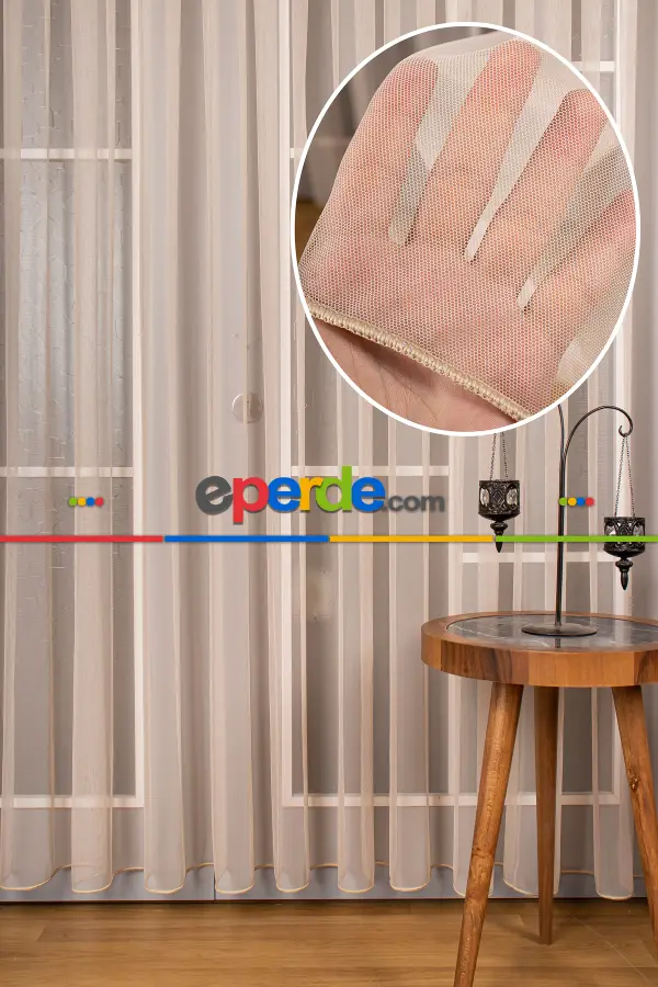 Bej Grek Tül Perde Petek Zemin