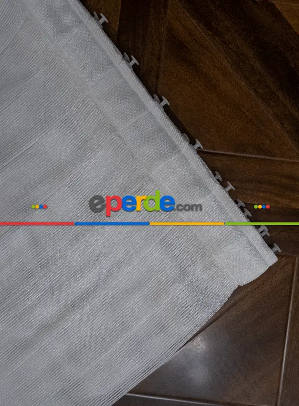 Mutfak Tül Çizgili Zincir Tülden Yalancı Kruvaze - Halat İle Tülden Fon - Yana Toplamalı Tül - Kordon Toplama Tül - Çift Veya Tek Kanat - Kurşunlu Tül - Aksesuar İlave Ücretlidir - Renkleri Mevcut