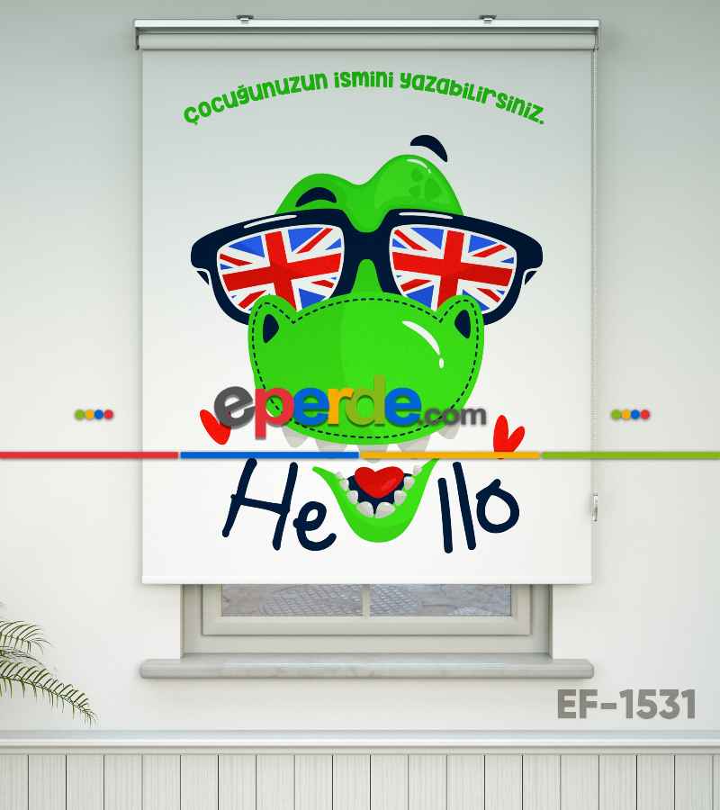 Çocuk Odası Stor Perde - Sevimli Dinazor Desenli Özel Baskılı Stor Perde- Çok Renkli