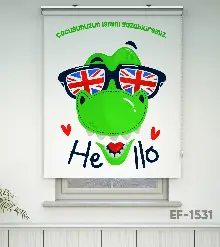 Çocuk Odası Stor Perde - Sevimli Dinazor Desenli Özel Baskılı Stor Perde- Çok Renkli