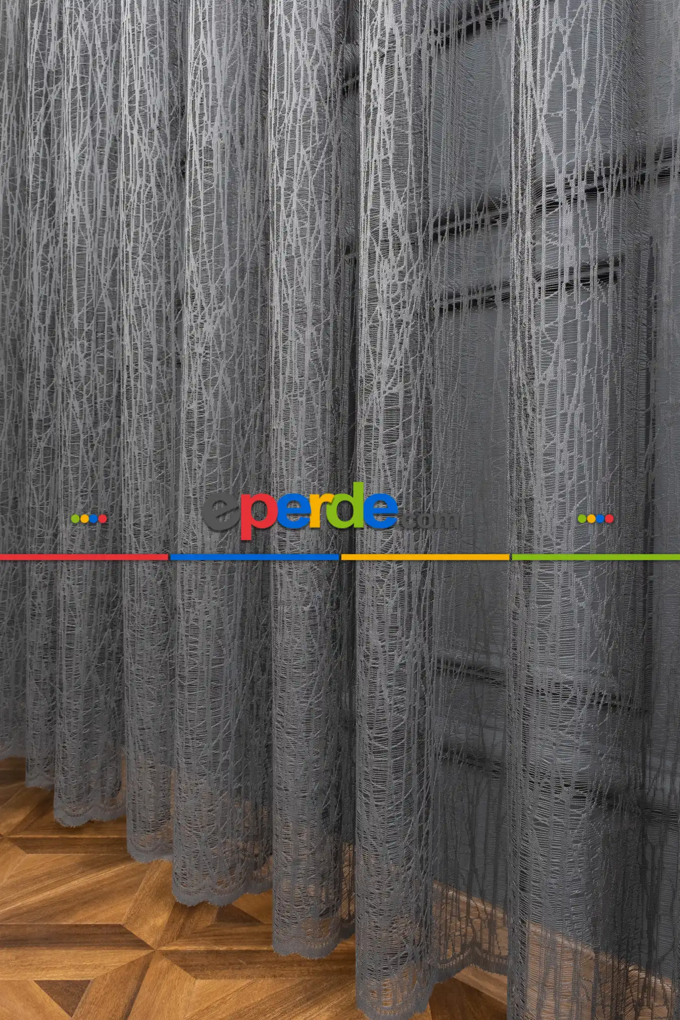 Salon Tül - Gri Antrasit Füme Tiyatro Yanki Kruvaze Model Tül Yanki Tül Camkırığı Tül