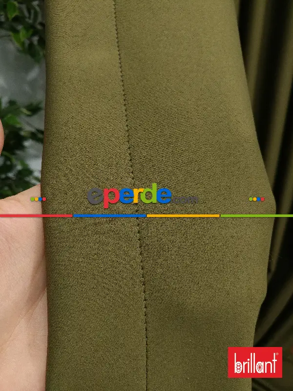 Brillant Blackout Haki Yeşil Renk Fon Perde 180cm En-haki %80 Işık Kesme