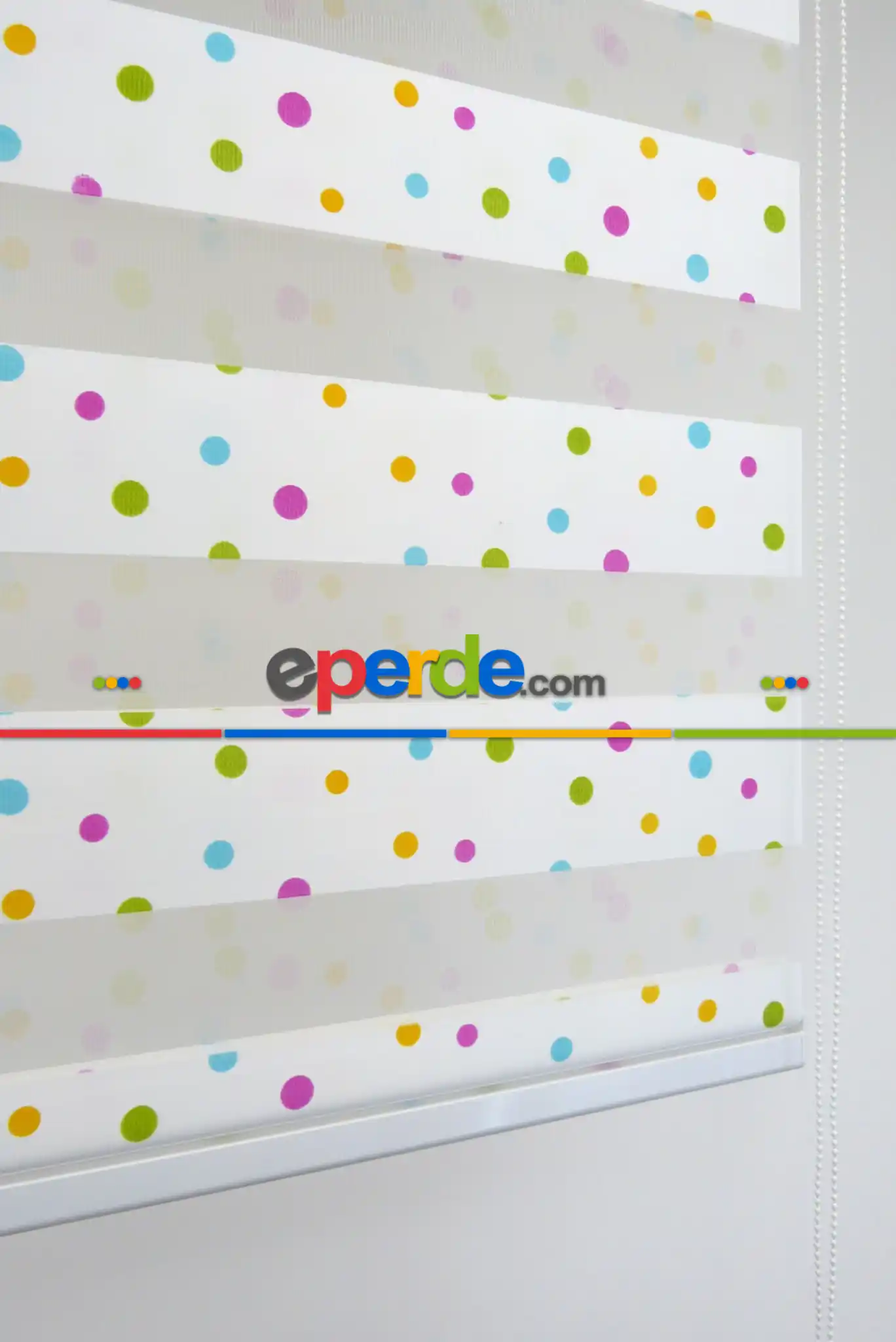 Renkli Basklı Çocuk Odası Zebra Perde- Sarı-Turkuaz-Eflatun