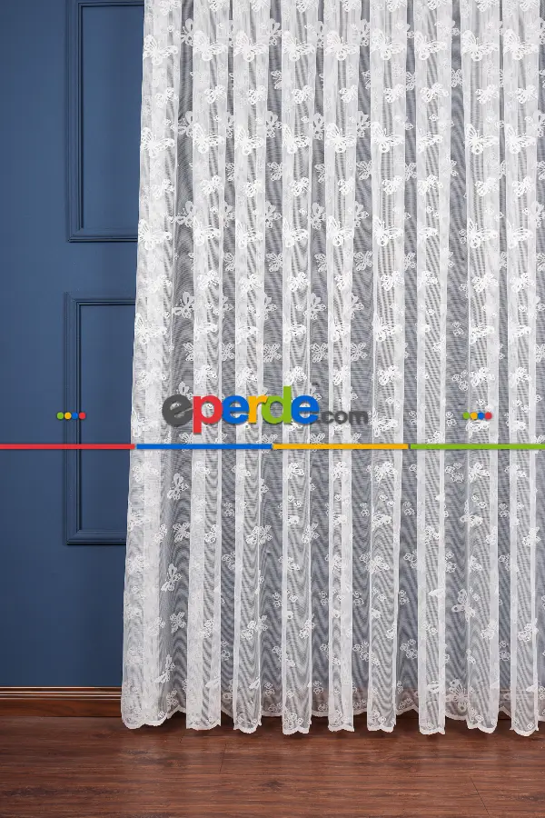 Genç Ve Çocuk Odası Kelebekli Desenli Tül Perde