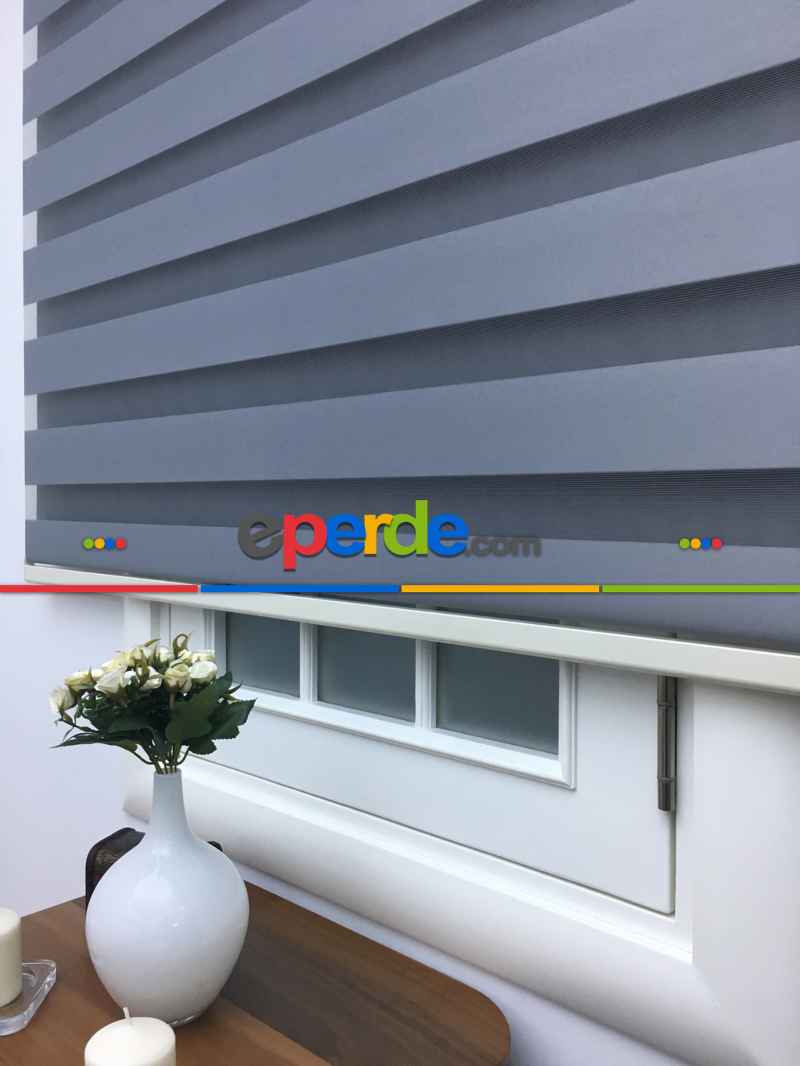 Mutfak - Zebra Perde - Düz Zebra Perde- Füme