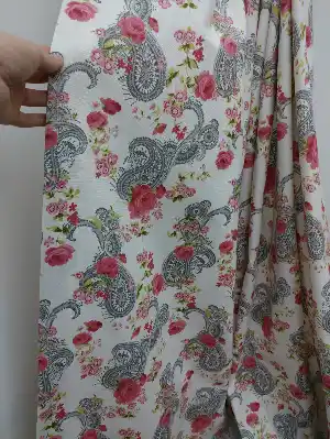 Çiçek Gül Ve Osmanlı Desenli Fon Perde ( Leke Tutmaz )- Pembe