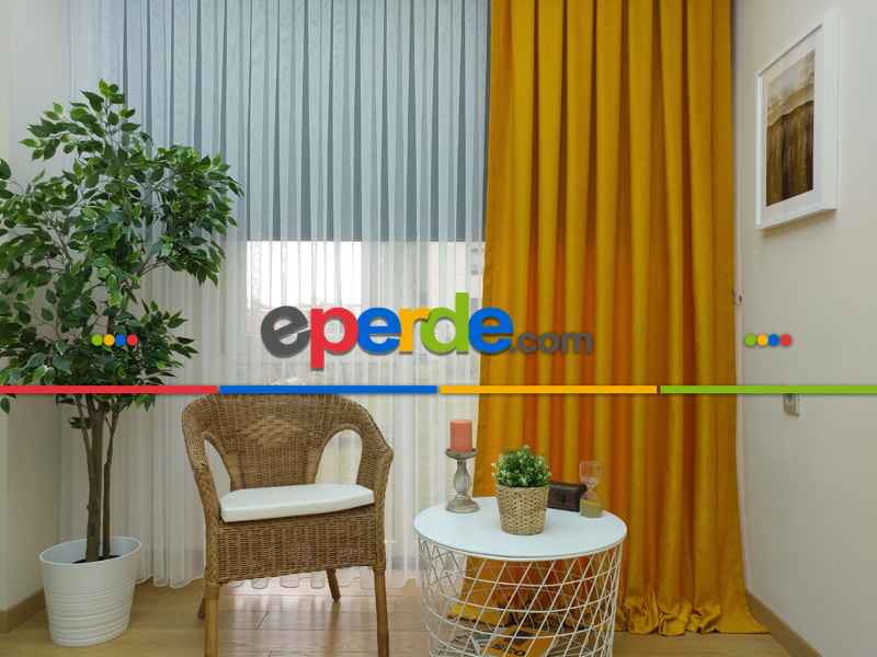 Soft Hardal Fon Perde (180)- Hardal Sarısı